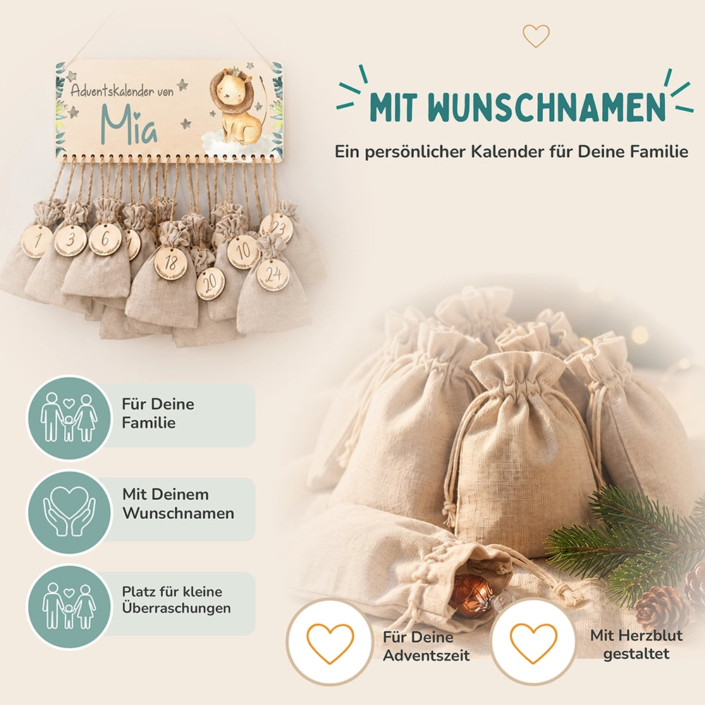 Personalisierbarer Adventskalender farbig - Safari Löwe