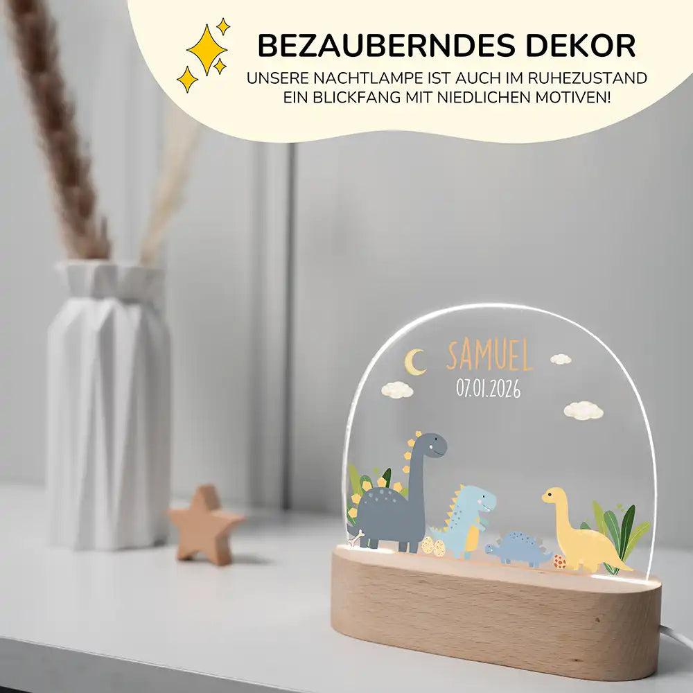 Nachtlicht Kinder personalisiert - Süße Dinosaurier
