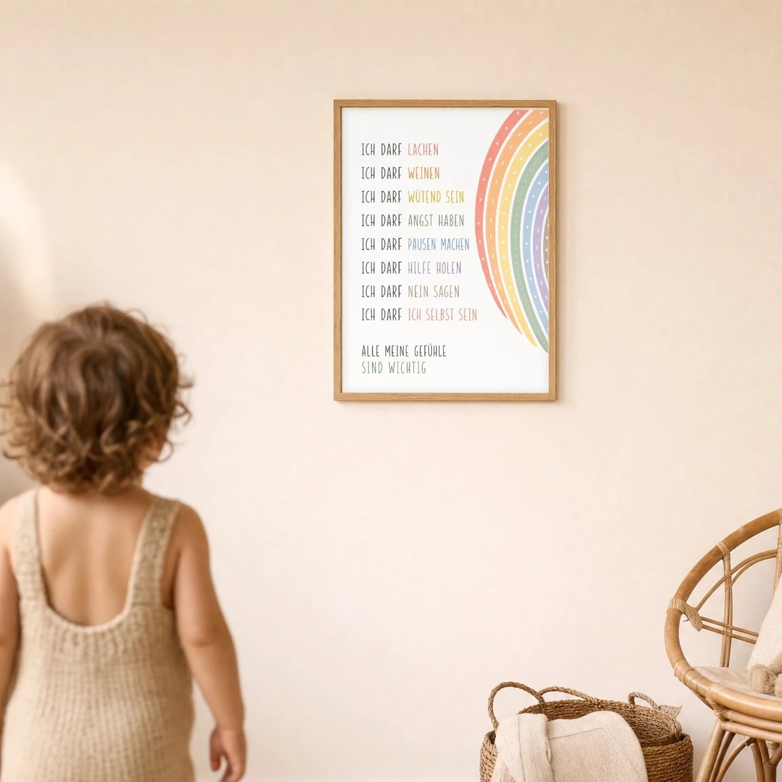 Affirmationsposter Kinderzimmer Minimal Ich darf, im Detail auf 300 g Papier