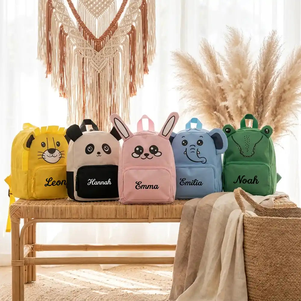 Personalisierter Kinderrucksack Hase, mit besticktem Namen, Tiermotiv