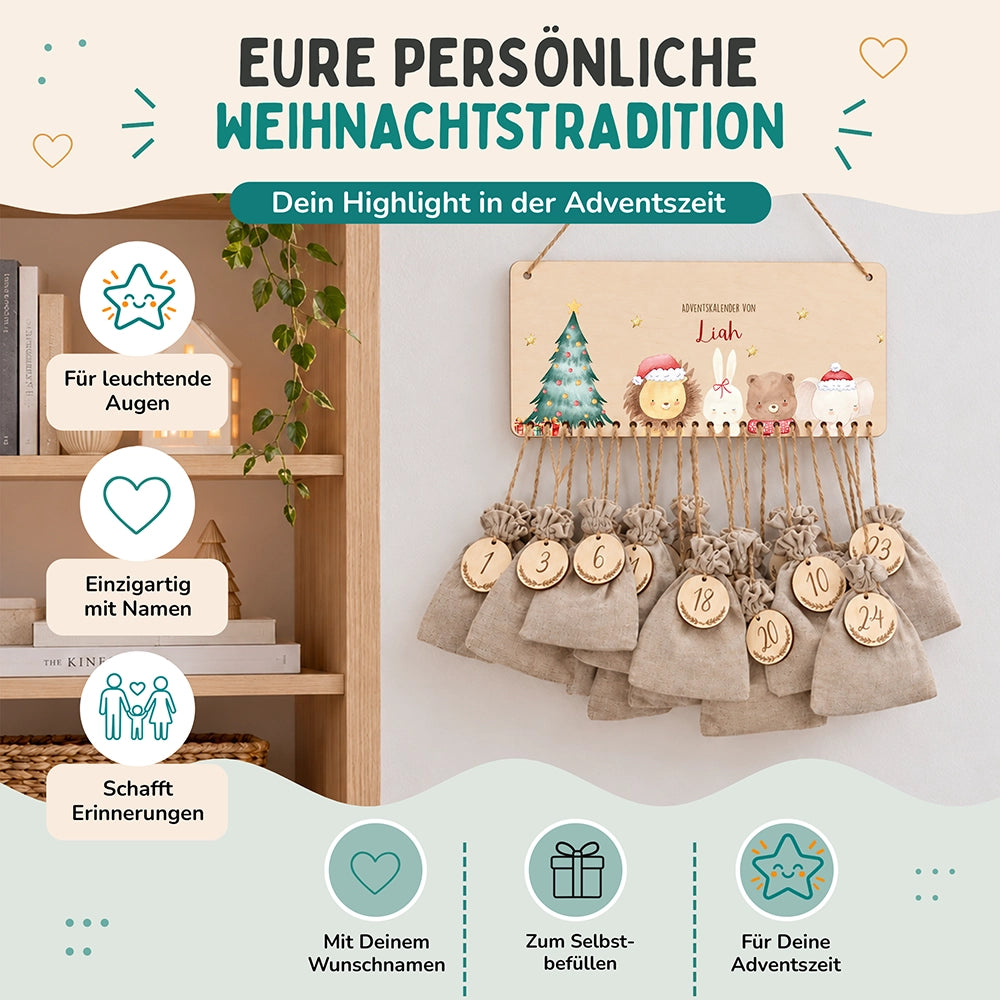 Personalisierbarer Adventskalender farbig - Weihnachten