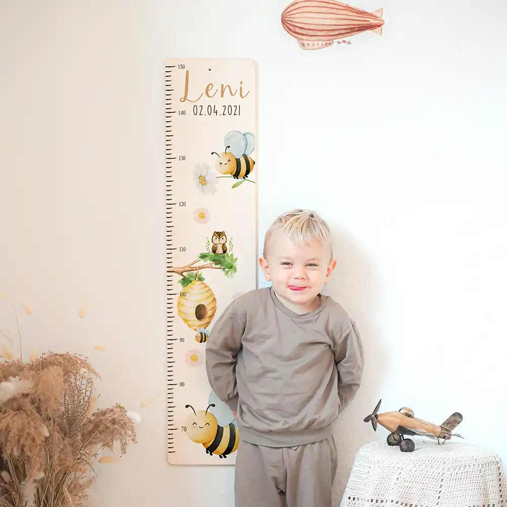 Messlatte Kinder Holz & Aluverbund - Bienen