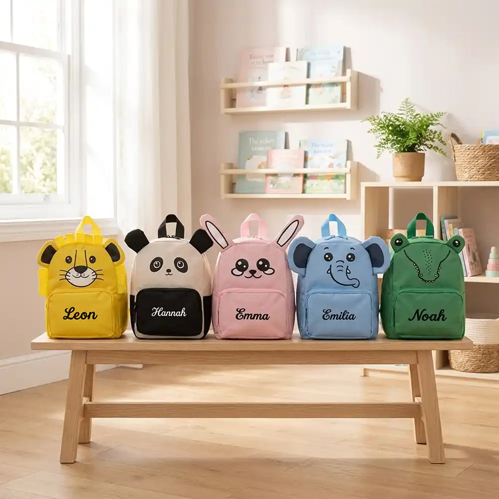 Personalisierter Kinderrucksack Panda, personalisiert zum Schulanfang