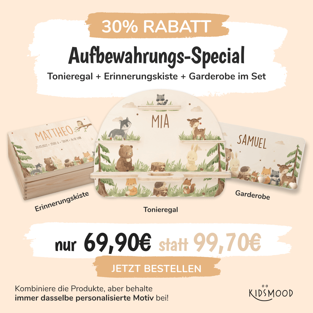 personalisiertes waldtier-bundle mit handgefertigtem tonieboxregal
