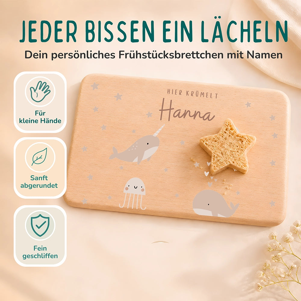 Frühstücksbrettchen Holz personalisiert - Meer