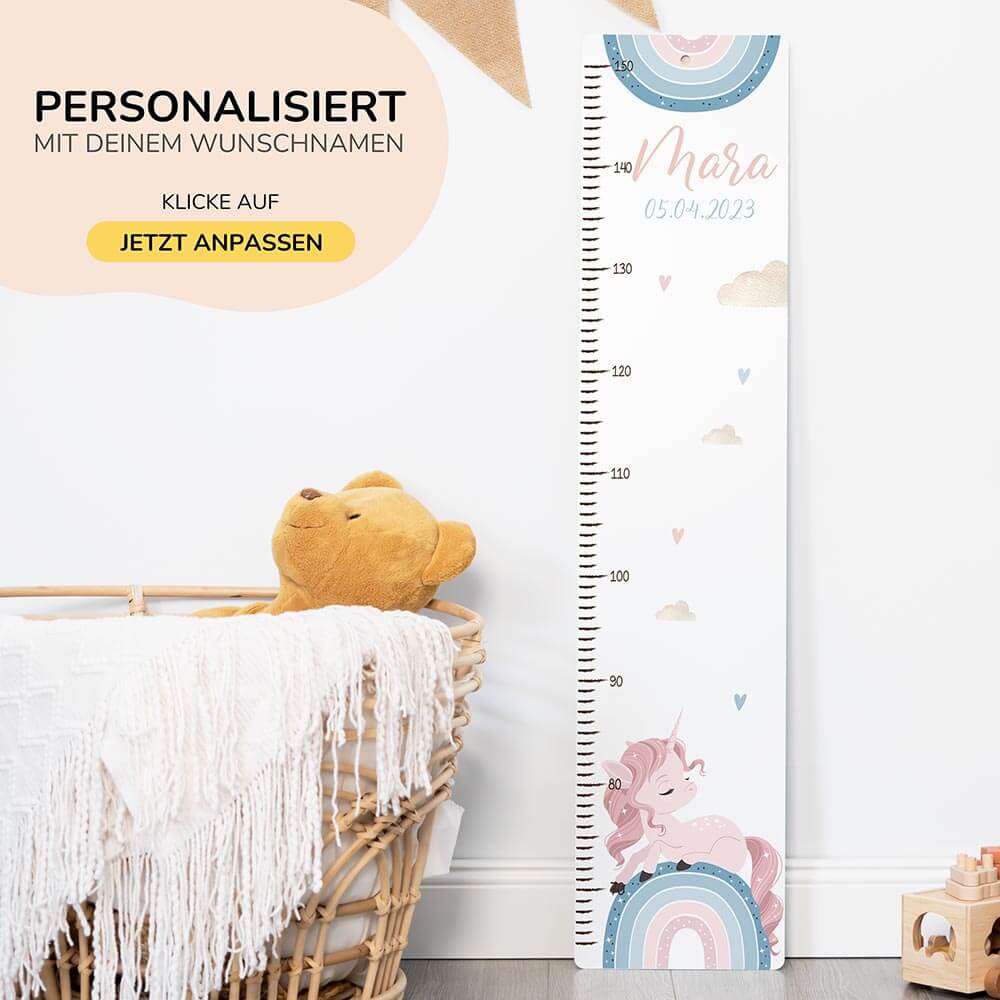 Messlatte Kinder Holz & Aluverbund - Einhorn