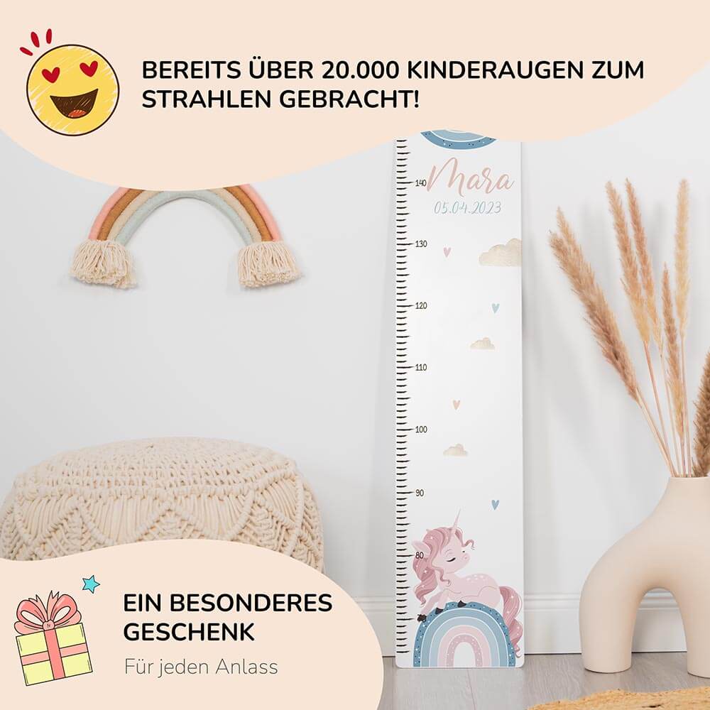 Messlatte Kinder Holz & Aluverbund - Einhorn