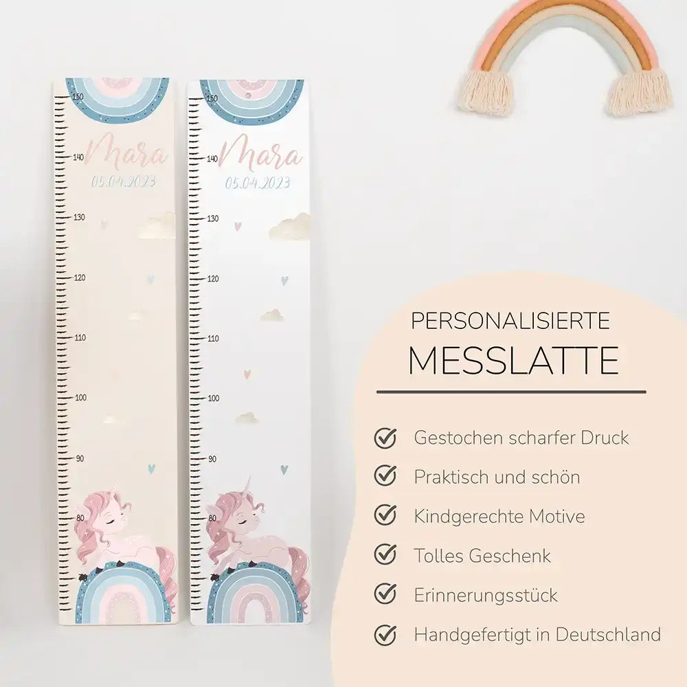 Messlatte Kinder Holz & Aluverbund - Einhorn