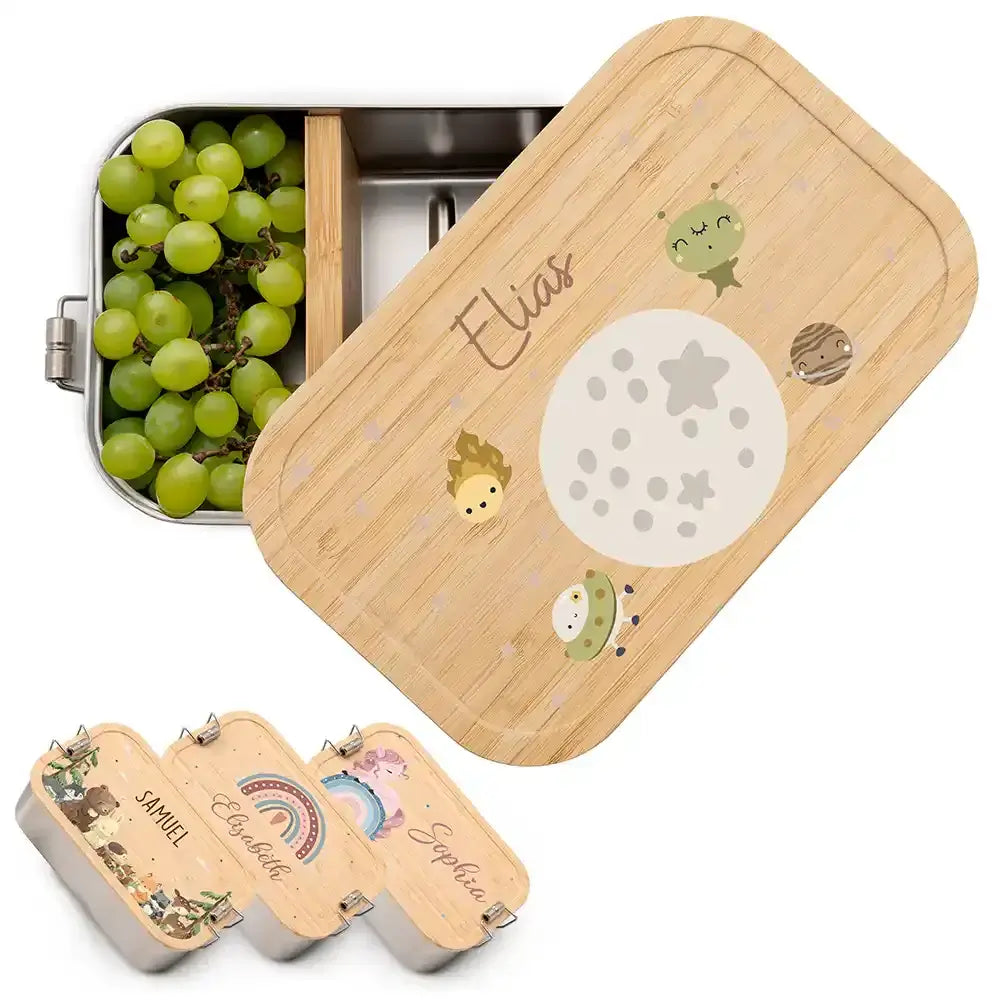 personalisierte lunchbox mit weltall design