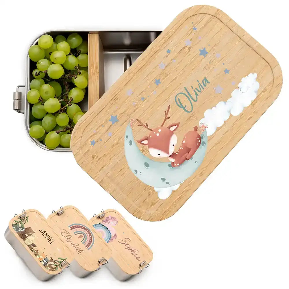 personalisierte lunchbox mit baby reh design