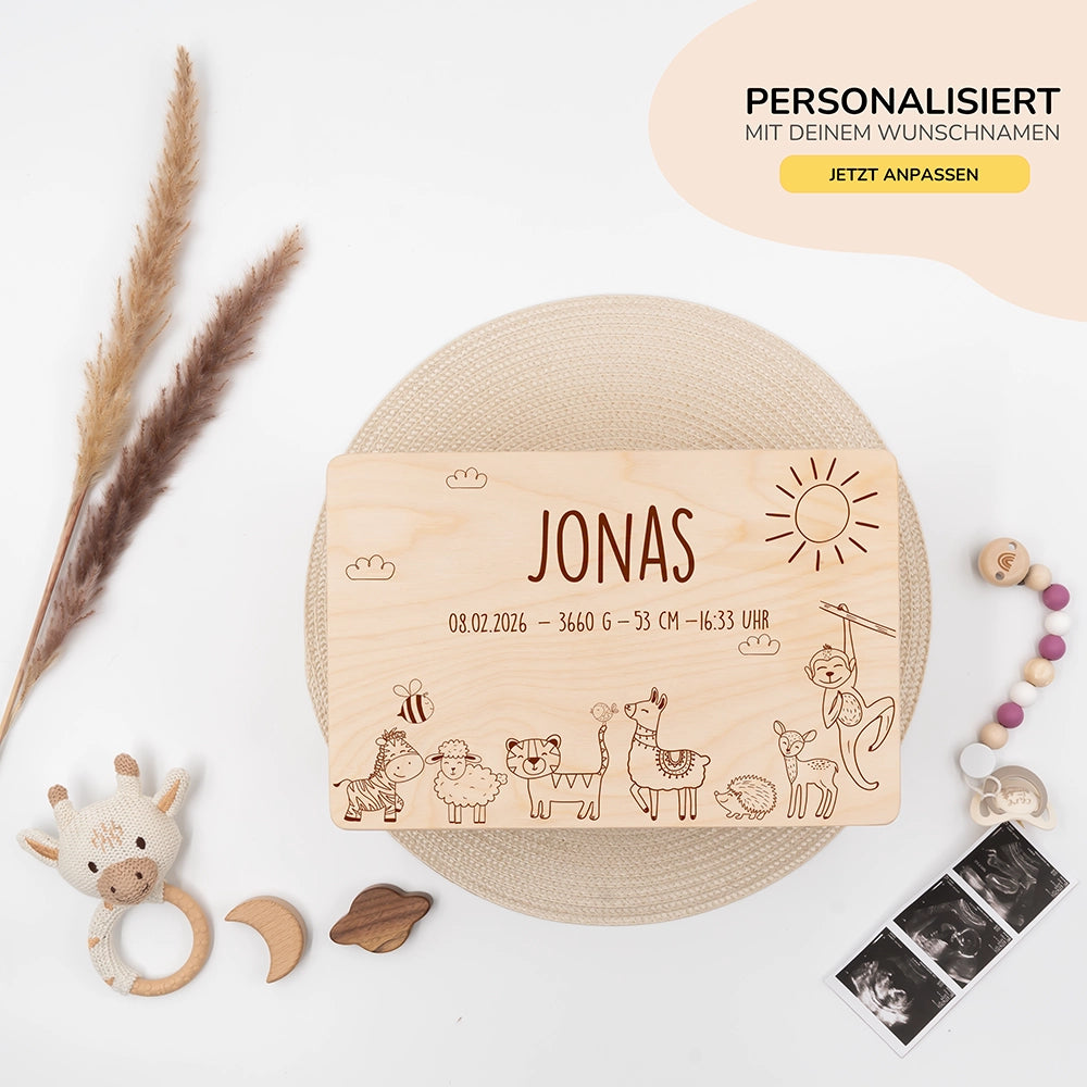 Erinnerungsbox Baby - Safari Tierfamilie