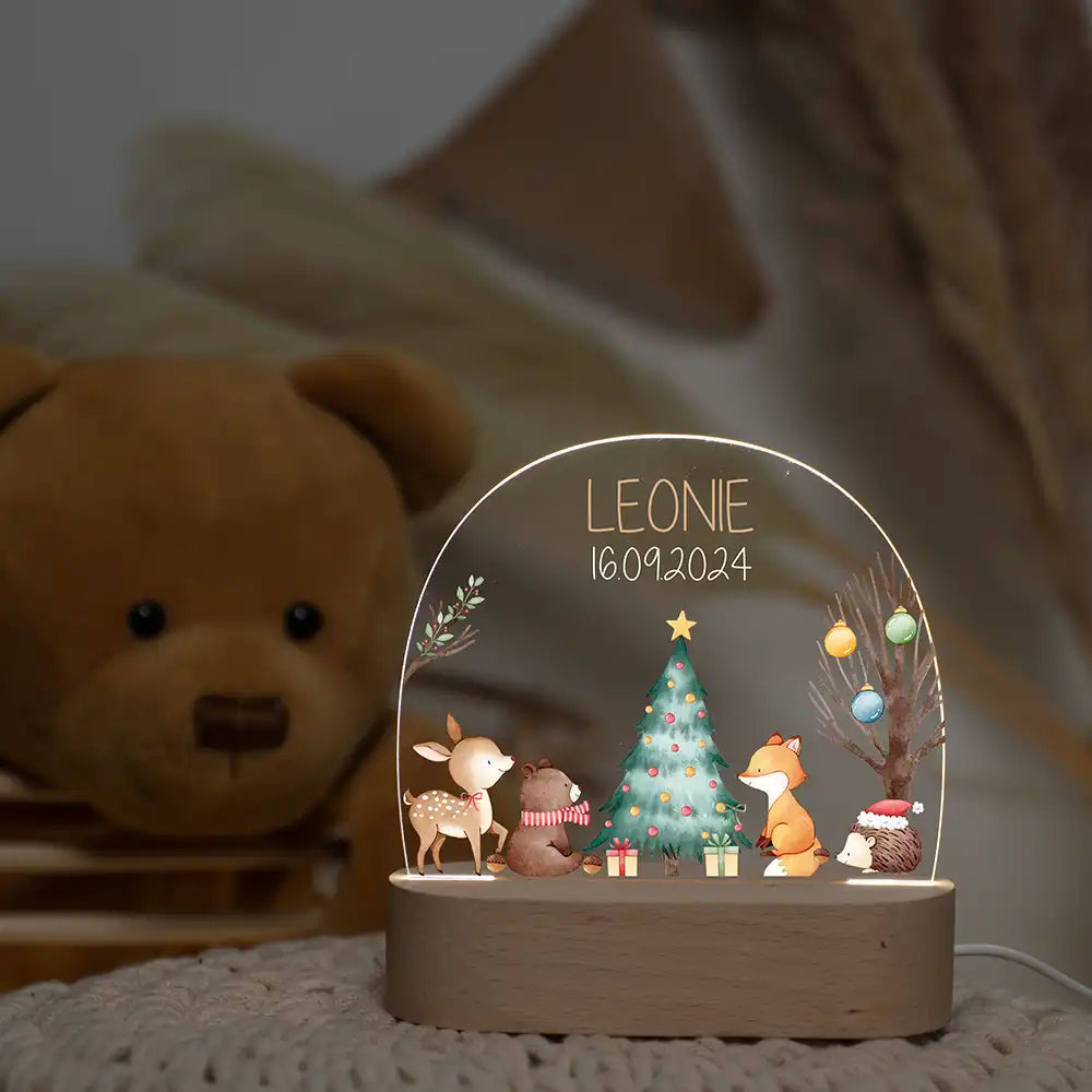 Nachtlicht Kinder personalisiert Weihnachten - Fuchs am Weihnachtbaum