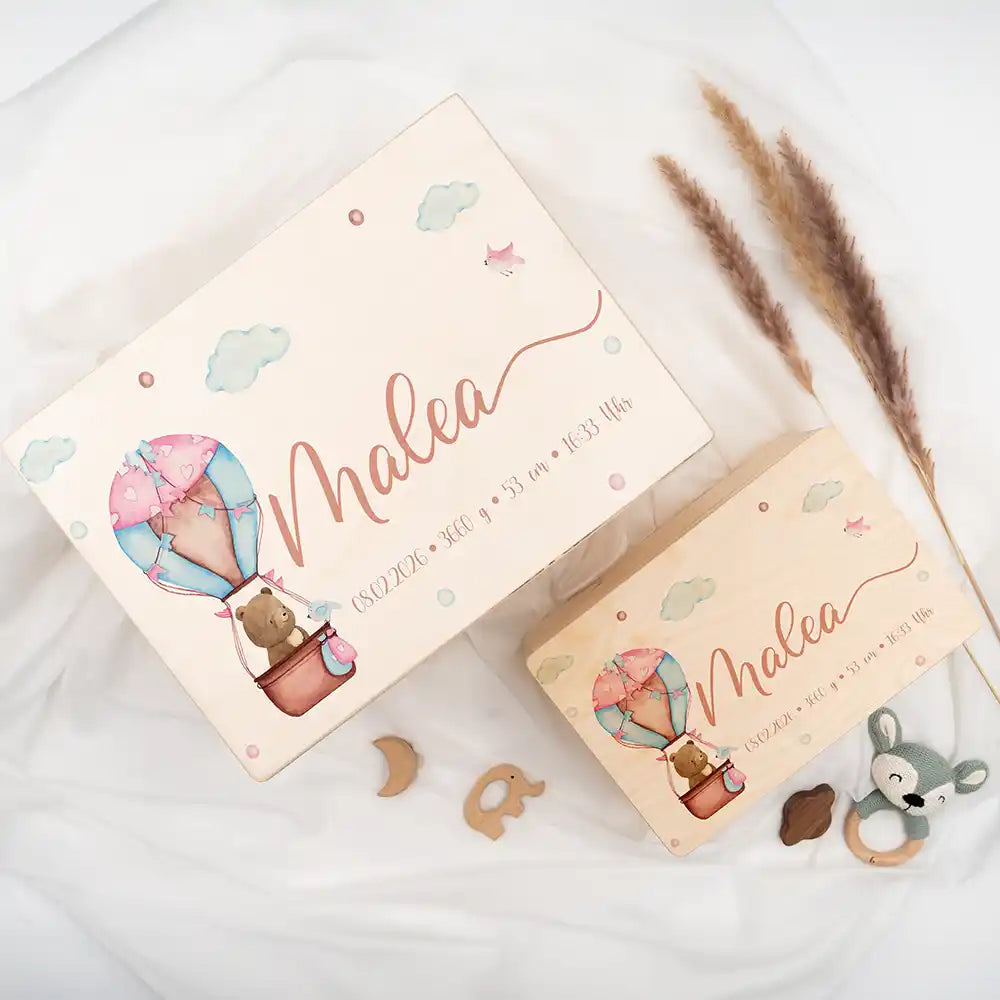 Erinnerungsbox Baby - Ballon Boho Bär