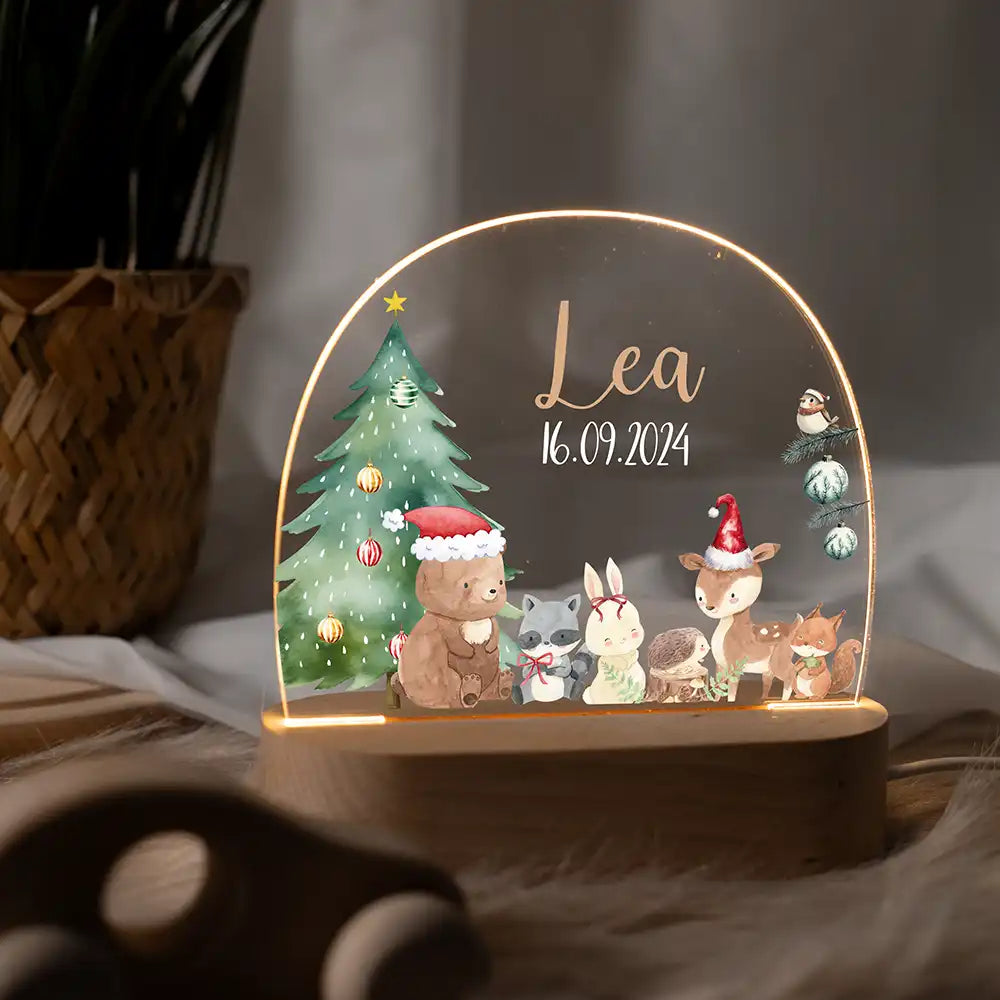 Nachtlicht Kinder personalisiert Weihnachten - Niedliche Waldtiere
