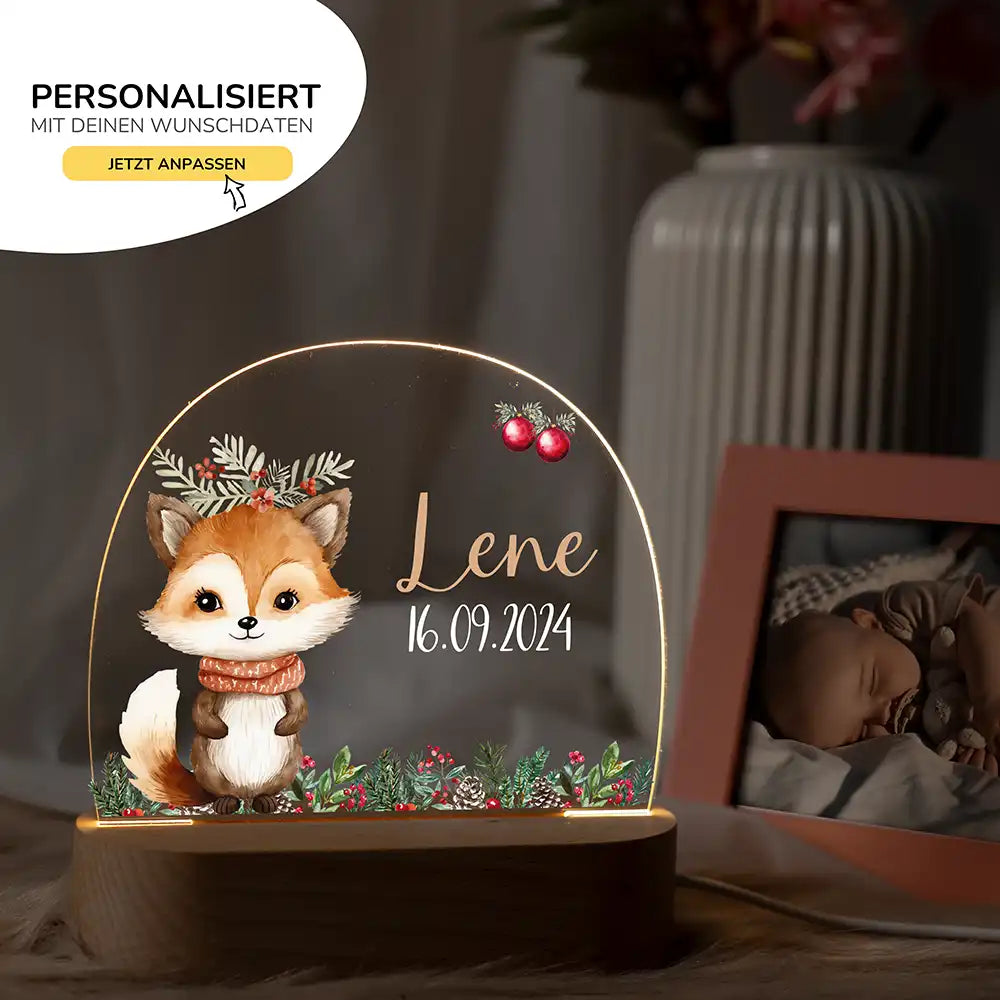 Nachtlicht Kinder personalisiert Weihnachten - Süßer Fuchs