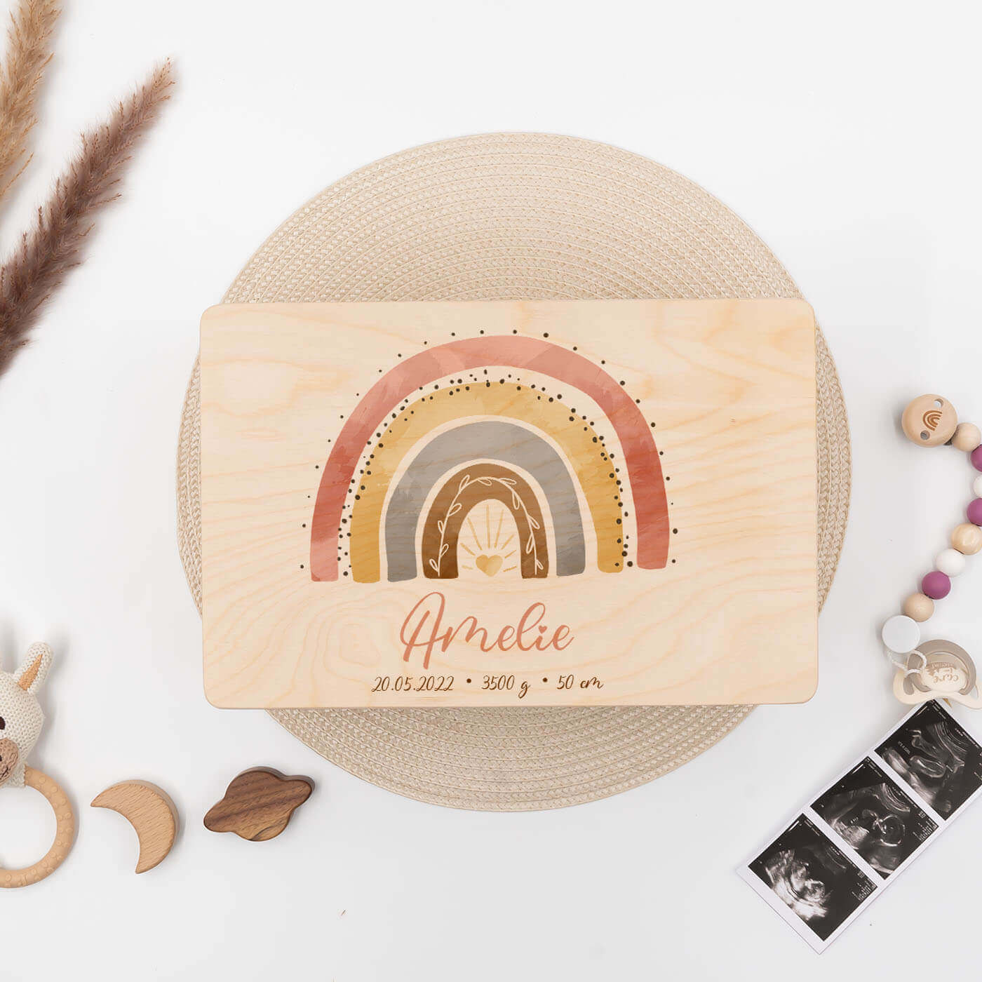 personalisiertes regenbogen-bundle mit handgefertigtem tonieboxregal