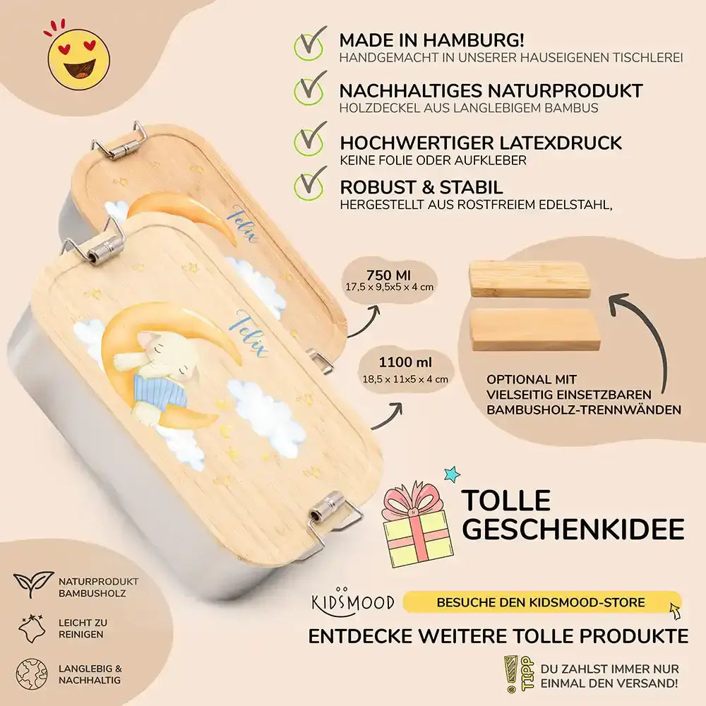 detailansicht der gravierten süßem elefant motive auf brotdose