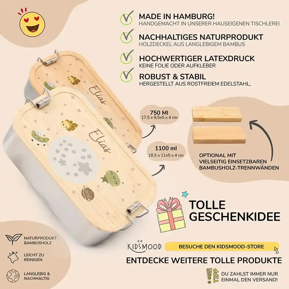 detailansicht der gravierten weltall motive auf brotdose
