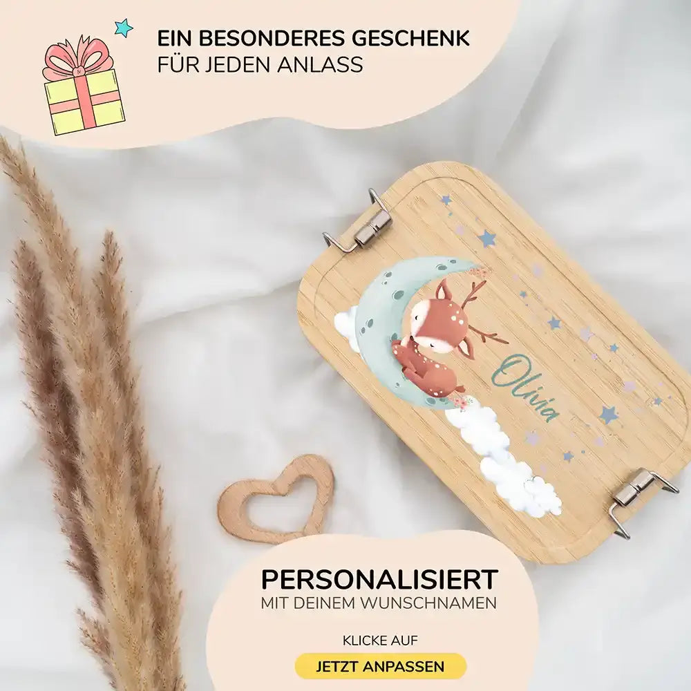 brotdose mit baby reh motiv und individuellem namen