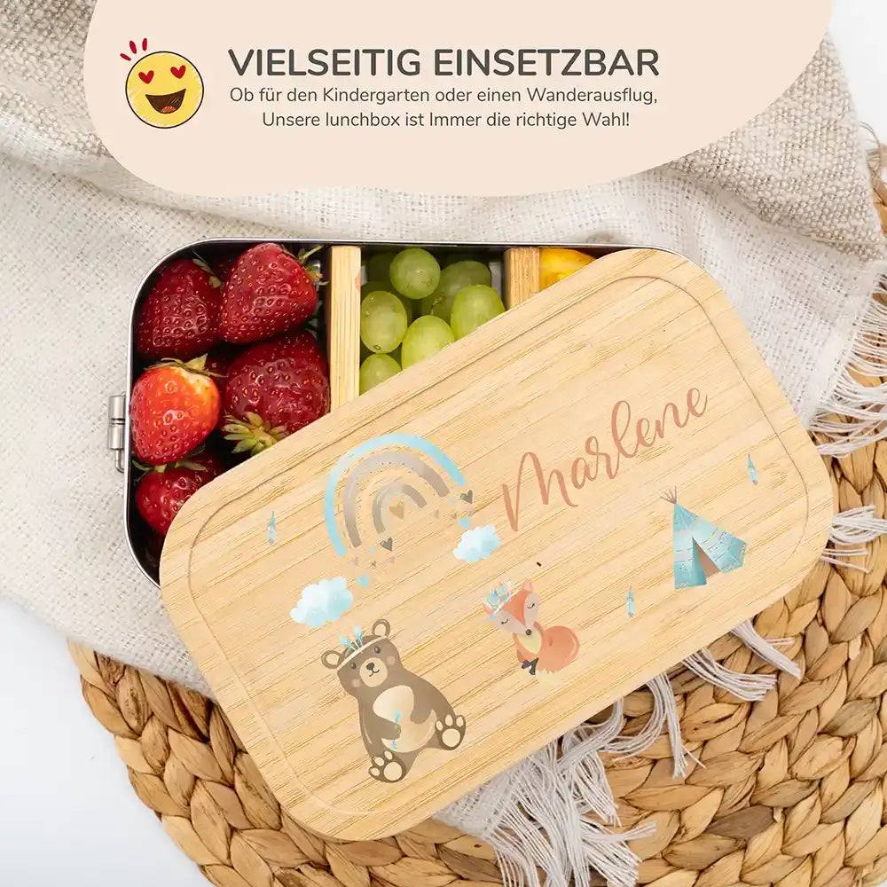 hochwertige brotdose mit tipi personalisiert