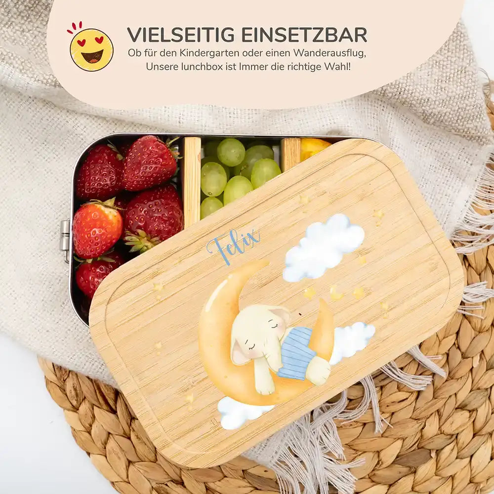 hochwertige brotdose mit süßem elefant personalisiert