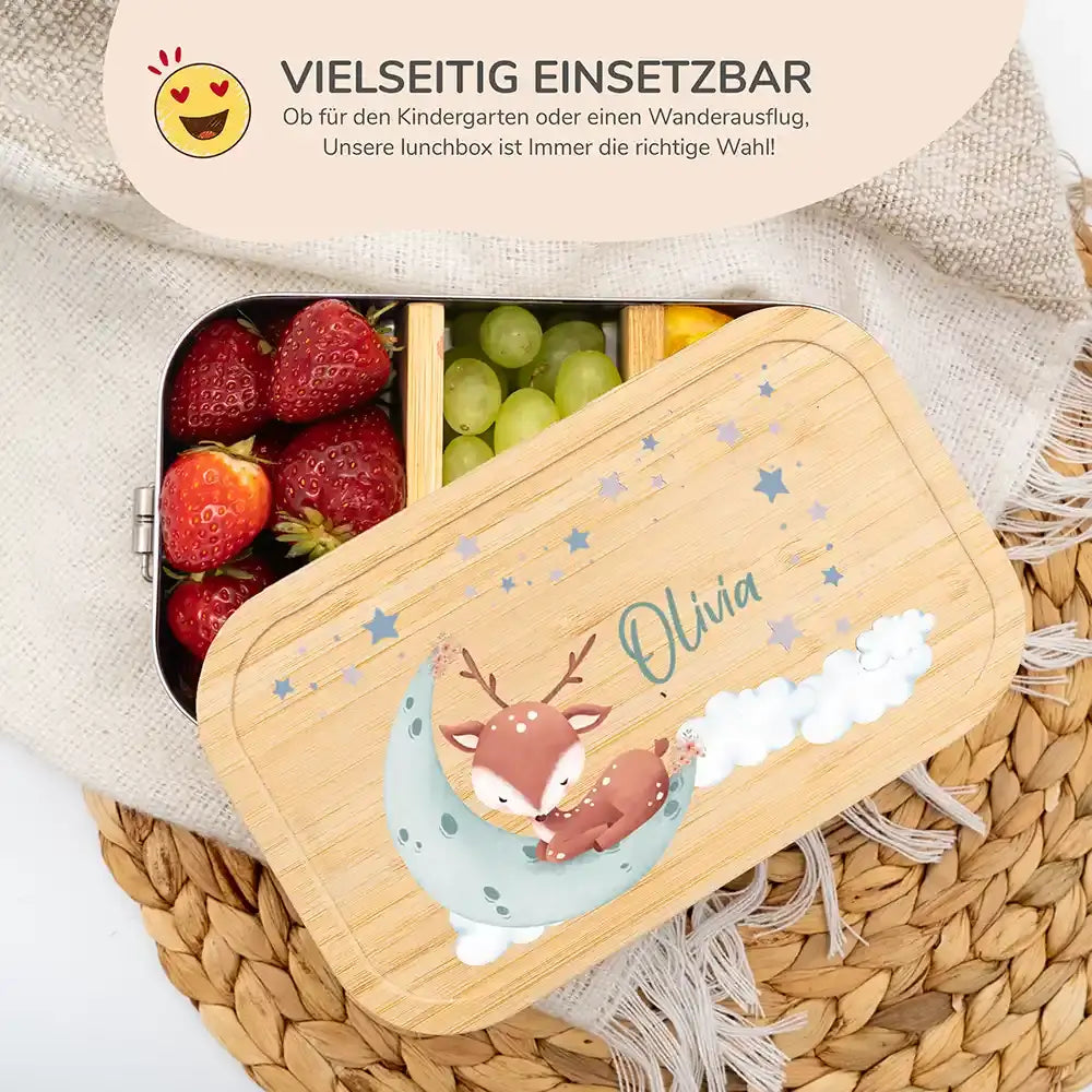 hochwertige brotdose mit baby reh personalisiert