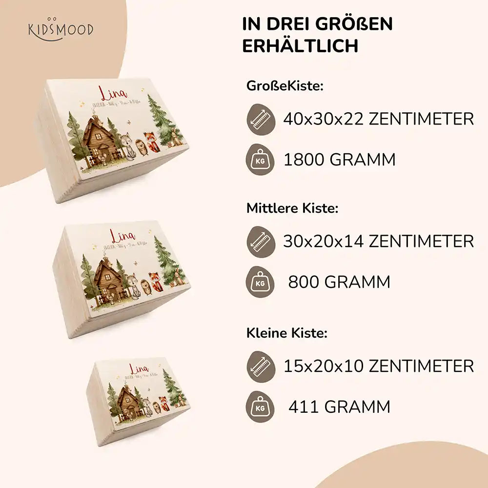 Erinnerungsbox Baby - fröhliche Waldtiere