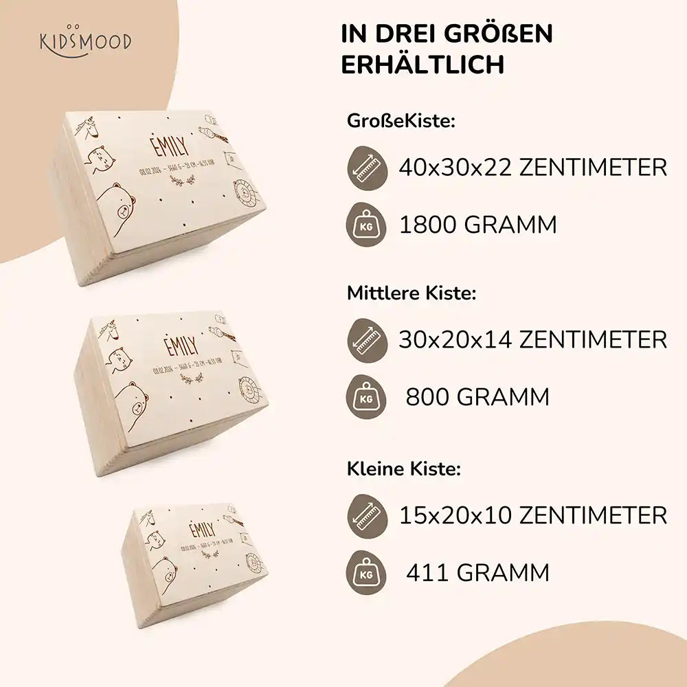 Erinnerungsbox Baby -  fröhliche Tierfamilie