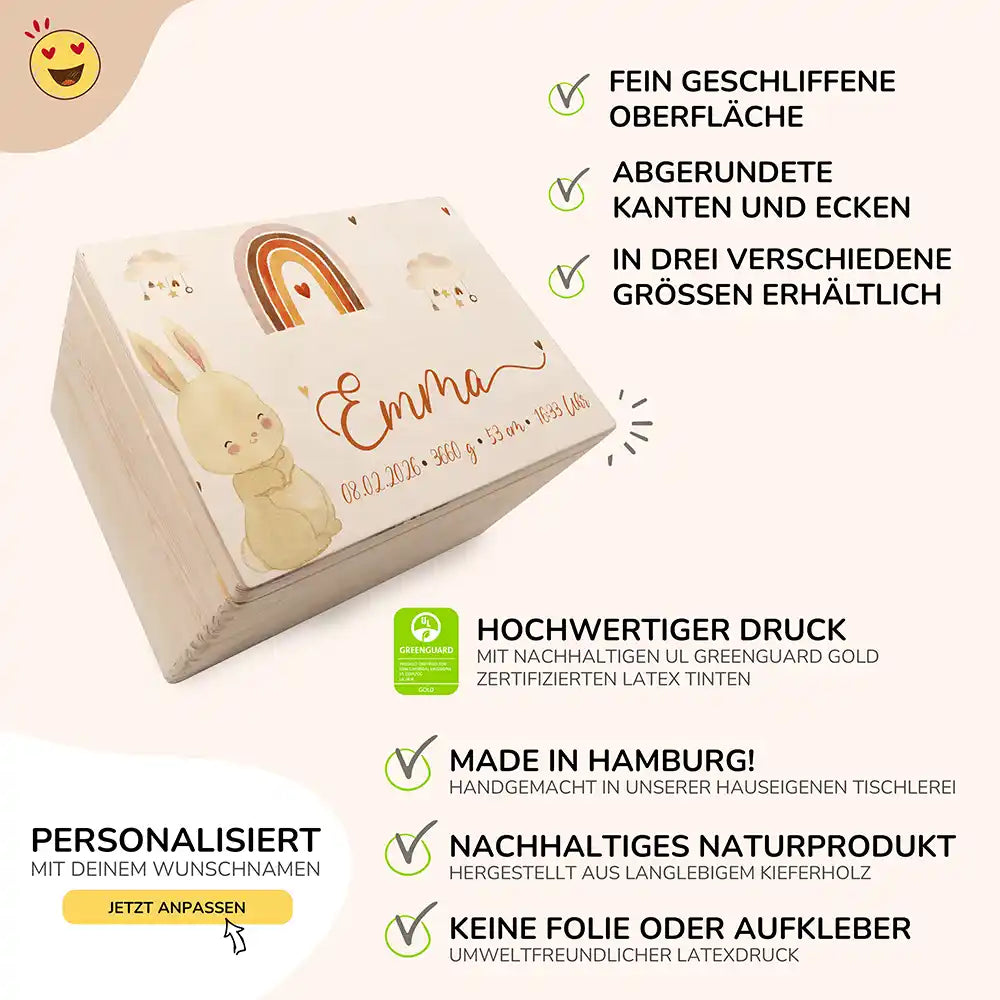 Erinnerungsbox Baby - Hase Boho