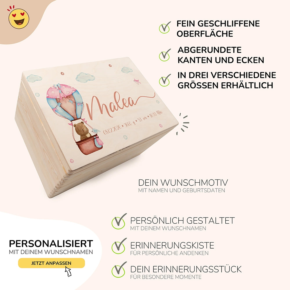 Erinnerungsbox Baby - Ballon Boho Bär