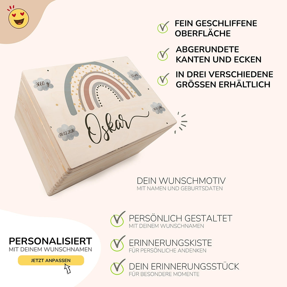 Erinnerungsbox Baby - Bunter Regenbogen