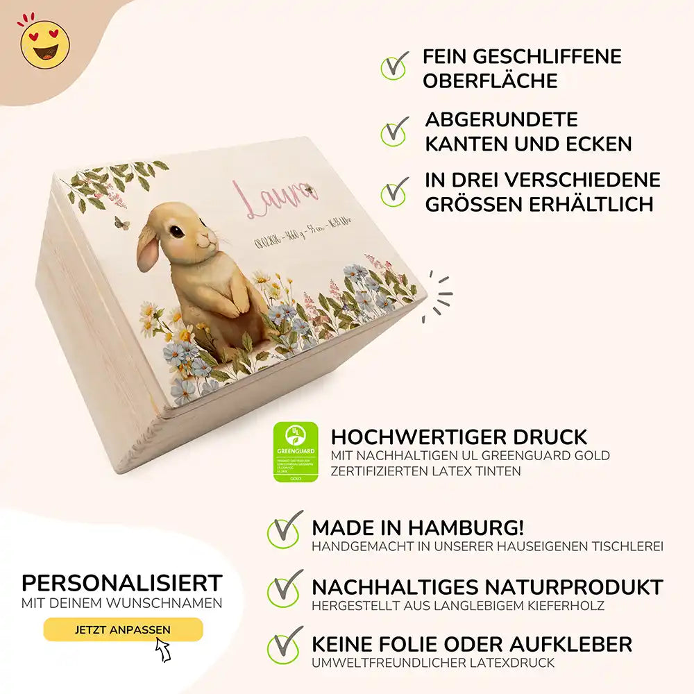 Erinnerungsbox Baby - Niedlicher Hase Ostern