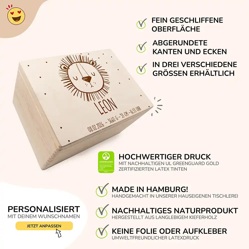 Erinnerungsbox Baby - Löwengesicht