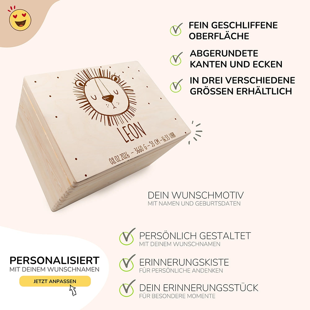 Erinnerungsbox Baby - Löwengesicht