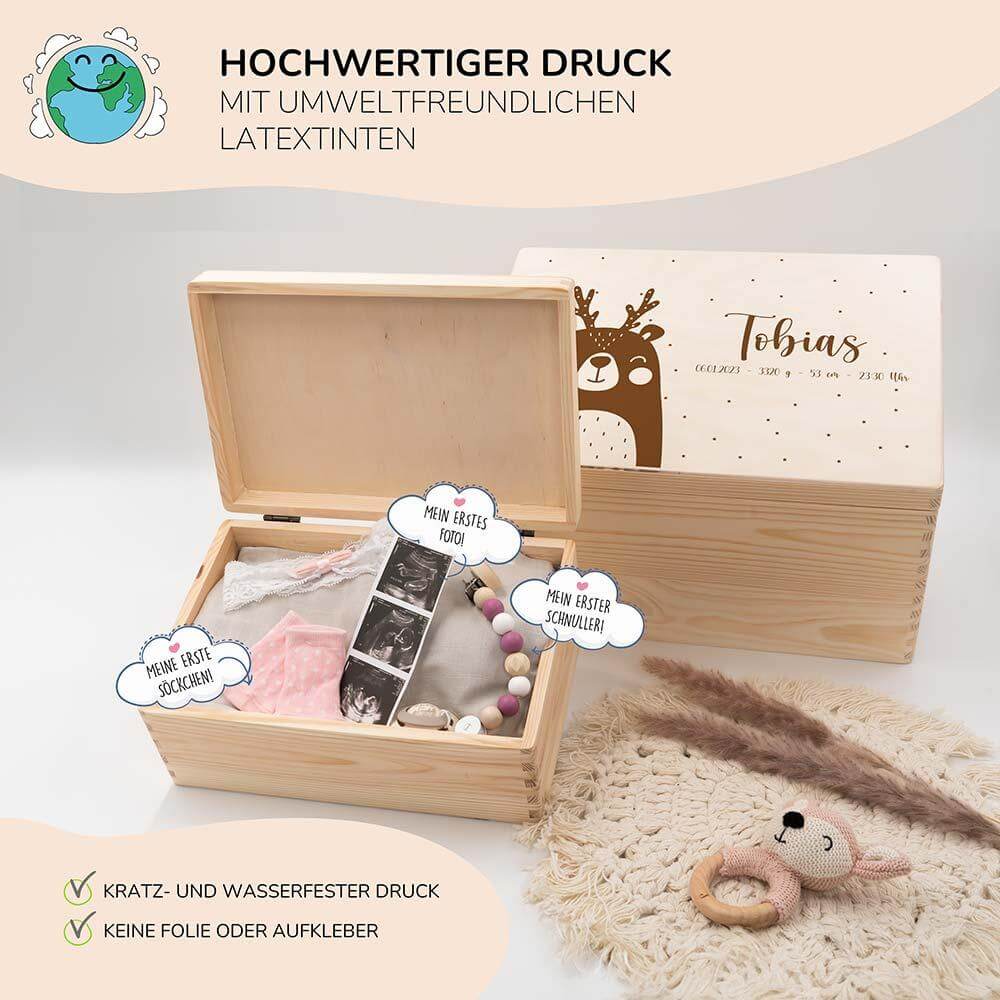 nahaufnahme der erinnerungskiste mit weihnachtsbär motiv