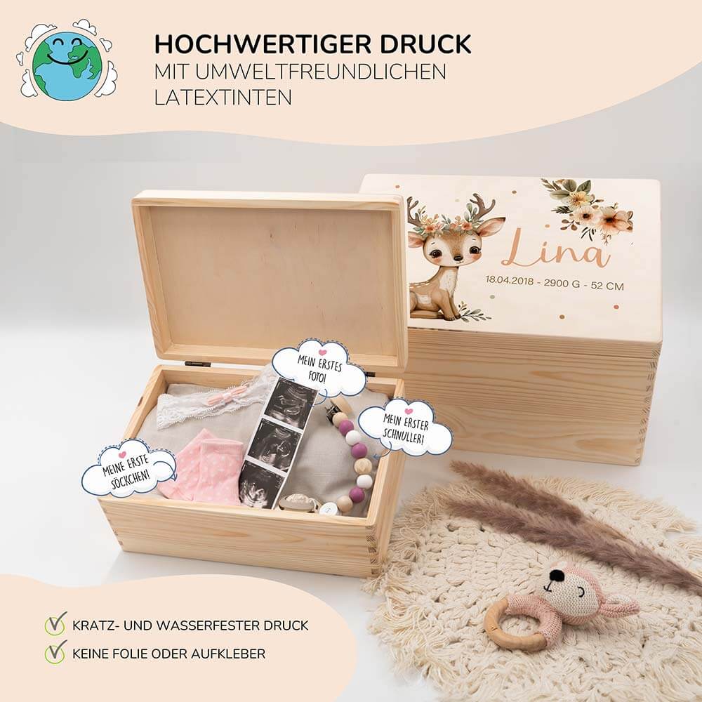 erinnerungskiste baby reh mit namen und geburtsdaten