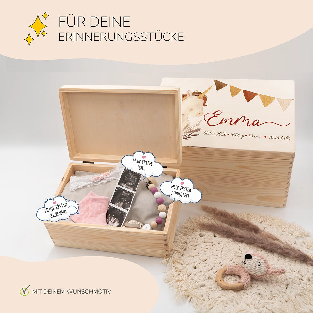 Erinnerungsbox Baby - Boho Einhorn