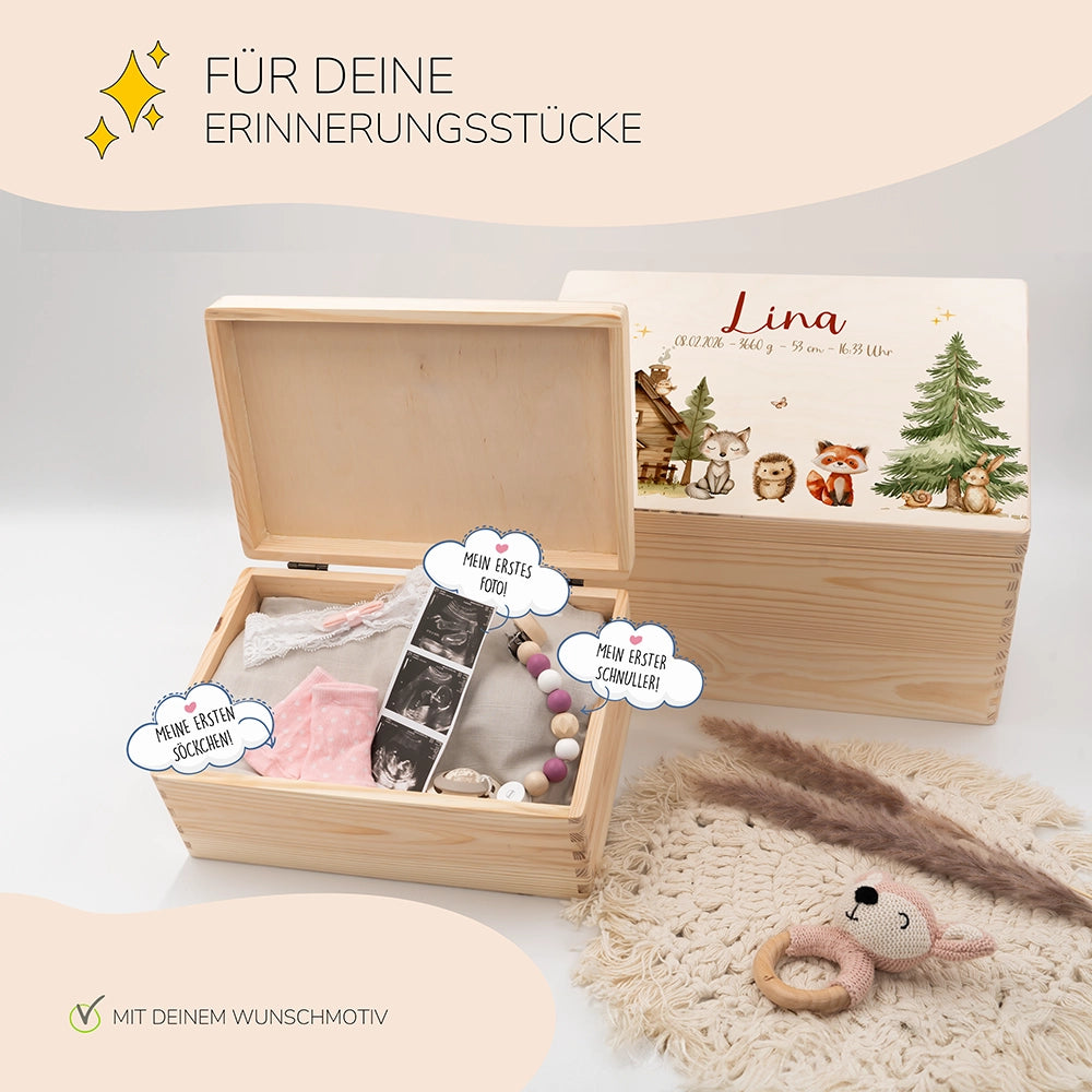 Personalisierte Erinnerungskiste Waldtiere
