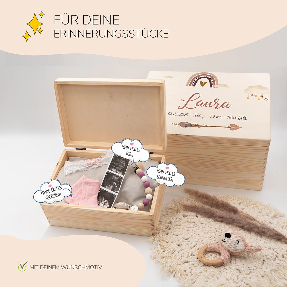 Erinnerungsbox Baby - Reh Regenbogen Boho