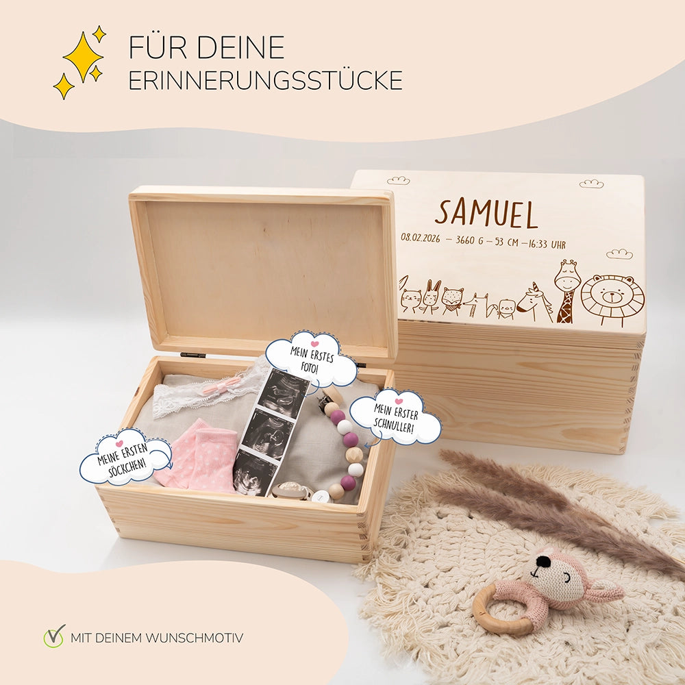 Erinnerungsbox Baby - Tierfamilie Jungle
