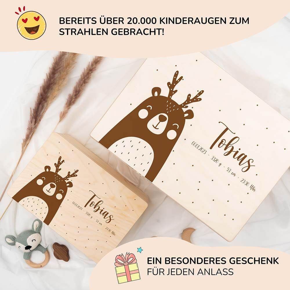 erinnerungskiste mit weihnachtsbär motiv für kinder
