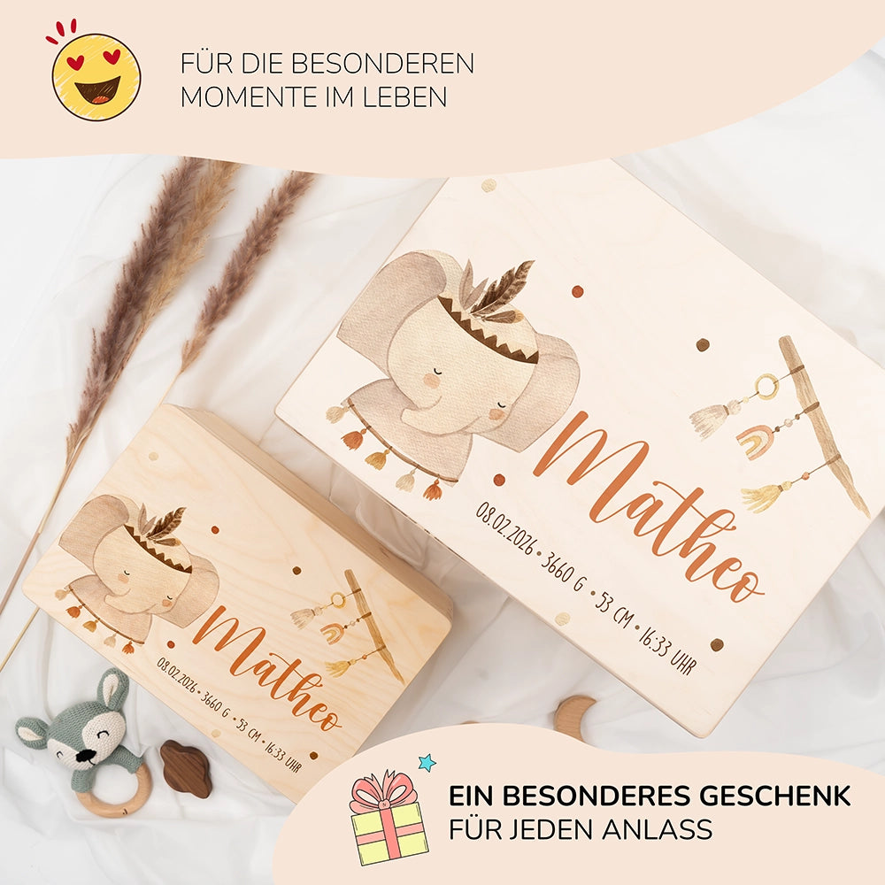 Erinnerungsbox Baby Elephant Boho