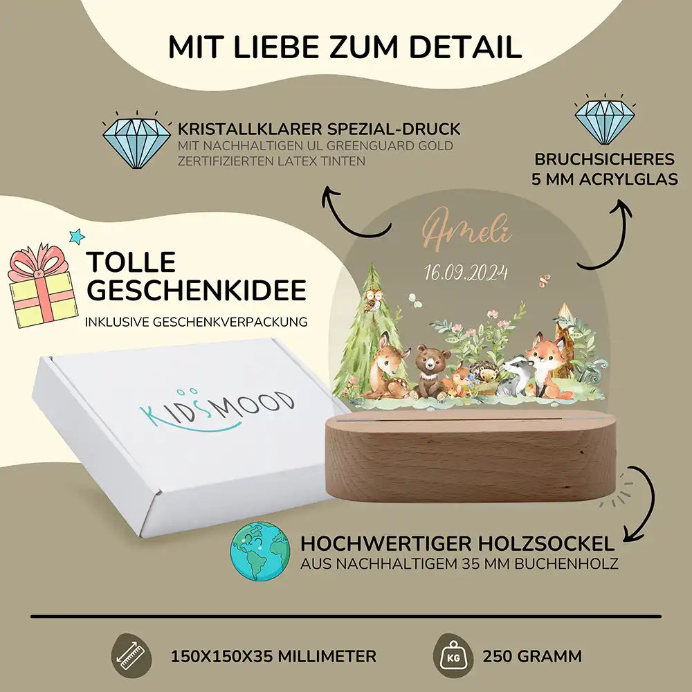 Nachtlicht Kinder personalisiert Weihnachten - Tierbande