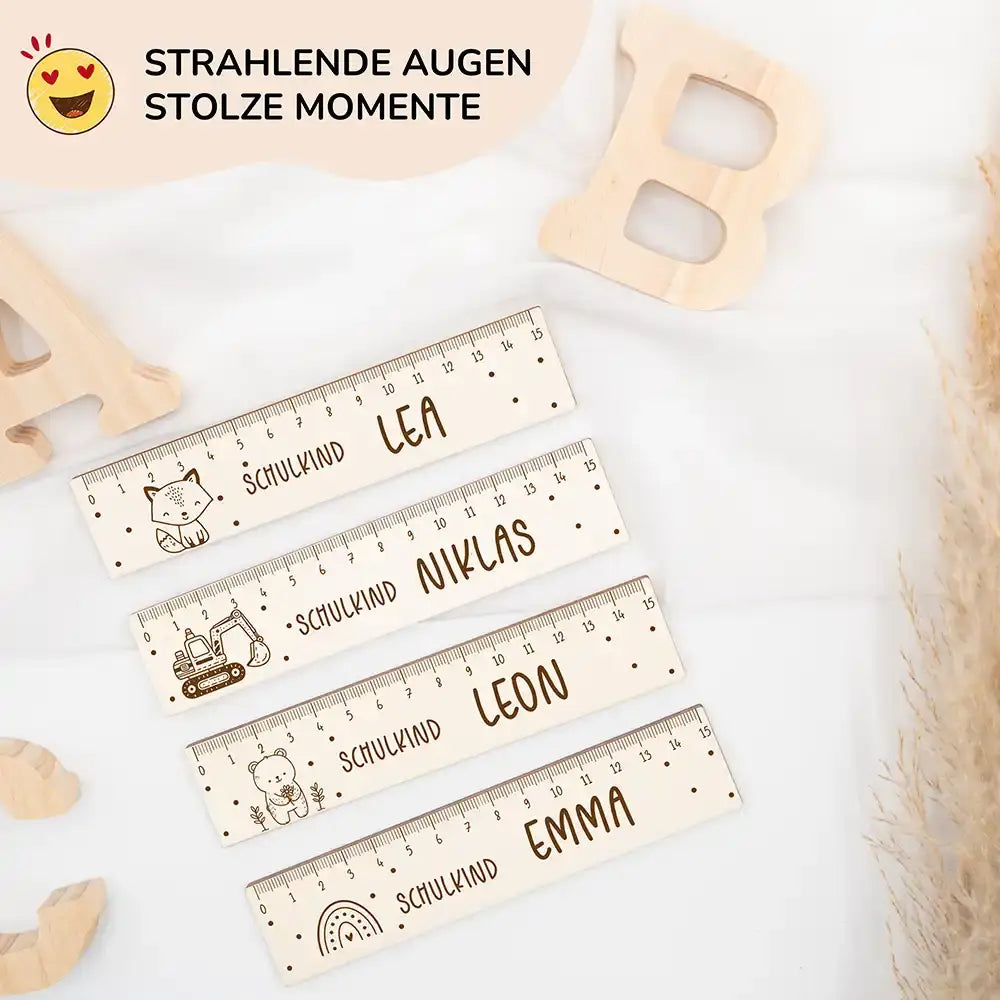 personalisiertes holzlineal für den perfekten schulstart