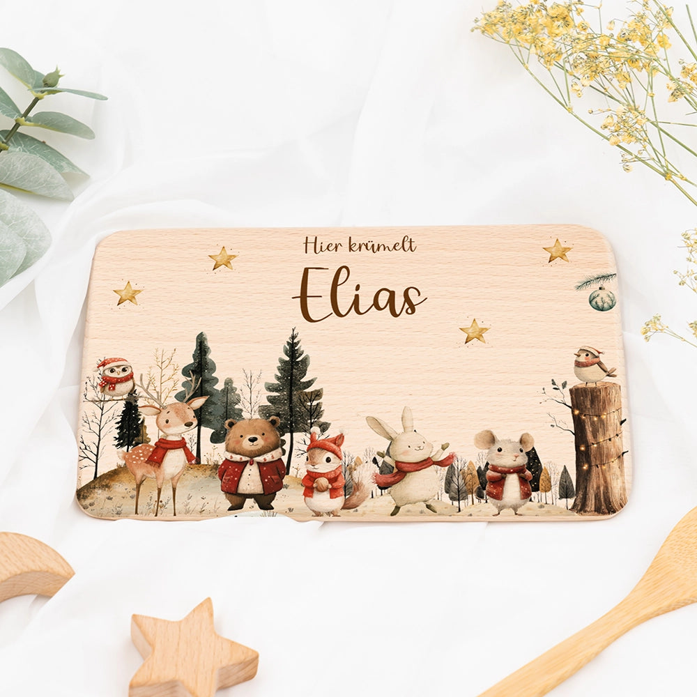Frühstücksbrettchen Weihnachten im Winterwald - Geschenk Weihnachten