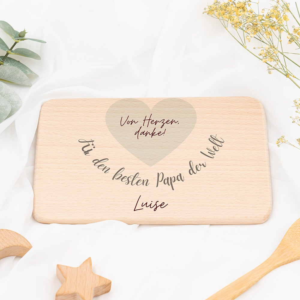 Frühstücksbrettchen Holz Für den besten Papa der Welt mit Gravur - Geschenk Vatertag