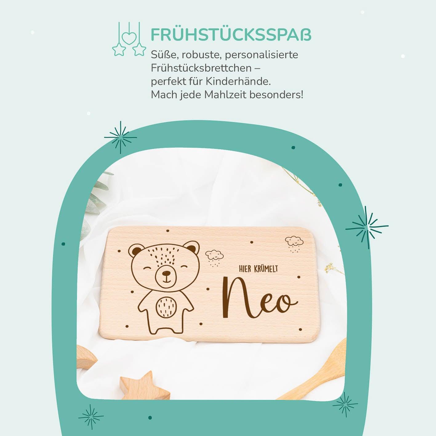 detailed view of baby bear design on breakfast board