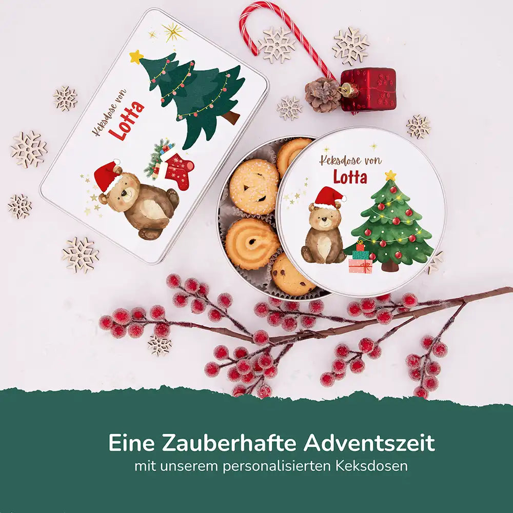 Keksdose aus Metal personalisiert - Weihnachtsbär