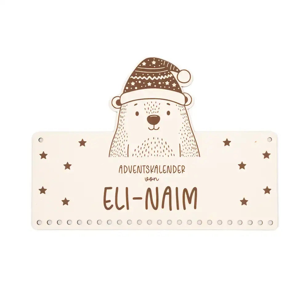 Personalisierbarer Adventskalender "Eisbär" - Holz & Jute für Kinder
