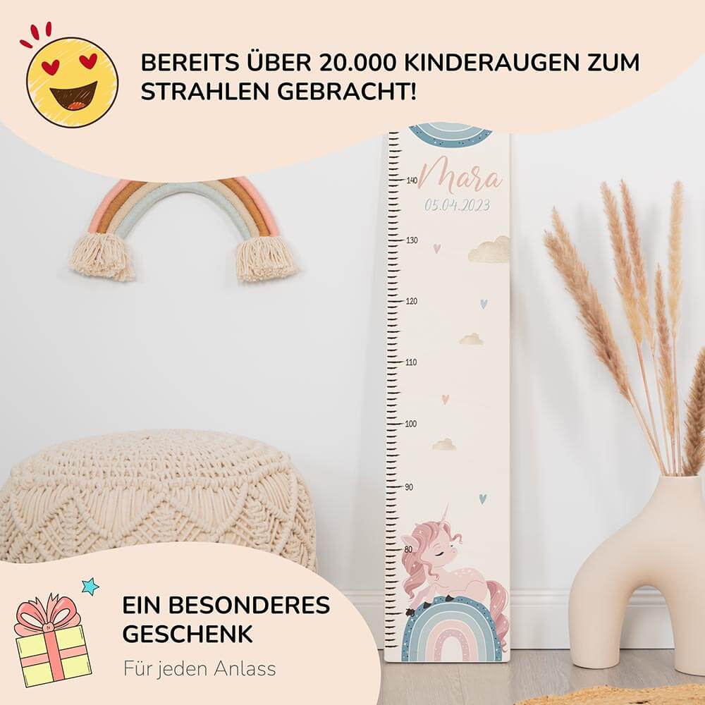 Messlatte Kinder Holz & Aluverbund - Einhorn